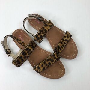 Boden Louisa calf hair leopard print sandals size 39